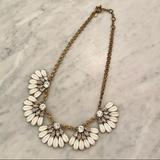 J. Crew Jewelry | Jcrew White Enamel And Crystal Gold Statement Necklace | Color: Gold/White | Size: Os