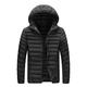 HULKAY Fall Winter Removable Hooded Down Jackets for Mens Basic Solid Color Lightweight Puffer Jacket Zip Up Quilted Coat(Black,L)