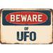 SignMission Beware of UFO Sign Plastic in Blue/Brown/Red | 3.5 H x 5 W x 0.1 D in | Wayfair Z-D-3.5-BW-UFO