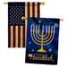 Ornament Collection Happy Hanukkah 2-Sided Polyester 40 x 28 in. House Flag in Black/Blue/Yellow | 40 H x 28 W in | Wayfair