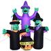 The Holiday Aisle® 6-Ft. Inflatable Pre-Lit Brewing Witch Trio w/ Cauldron Polyester in Black/Green/Indigo | 72 H x 79 W x 22 D in | Wayfair