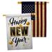 Ornament Collection Happy New Year 2-Sided Polyester 40 x 28 in. House Flag in Black/White/Yellow | 40 H x 28 W in | Wayfair