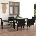Red Barrel Studio® Patio Dining Set Dining Table & Chairs Furniture Set Poly Rattan Glass in Black | 55.1 W x 27.6 D in | Wayfair