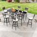 George Oliver Square 6 - Person Bar Height Outdoor Dining Set w/ Cushions Glass/Metal in Black | 40.2 H x 31.5 W x 31.5 D in | Wayfair