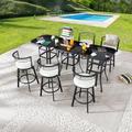Wildon Home® Abroms Square 6 - Person 31" Long Bar Height Outdoor Dining Set w/ Cushions Glass in Black | 31 W x 31 D in | Wayfair