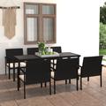 Red Barrel Studio® Patio Dining Set Dining Table & Chairs Furniture Set Poly Rattan Wicker/Rattan in Black | 70.9 W x 27.6 D in | Wayfair