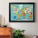 Zoomie Kids Children's World Map - Picture Frame Graphic Art on Canvas Canvas, Solid Wood in Black/Blue/Green | 26.5 H x 36.5 W x 1 D in | Wayfair