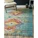 Blue 48 x 0.5 in Area Rug - 17 Stories Jahanna Southwestern Turquoise Area Rug, Polypropylene | 48 W x 0.5 D in | Wayfair