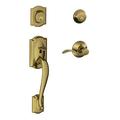 Schlage Camelot Handleset w/ Double Cylinder Deadbolt & Door Knob & Rosette in Yellow | 16.4 H x 7.9 W x 3.9 D in | Wayfair F62CAM609ACCLH