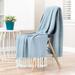 Chanasya Chevron Knit Throw Blanket With Tassels