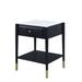 Modern Style Atalia End Table with 1 Drawer & Open Compartment, Marble & Black