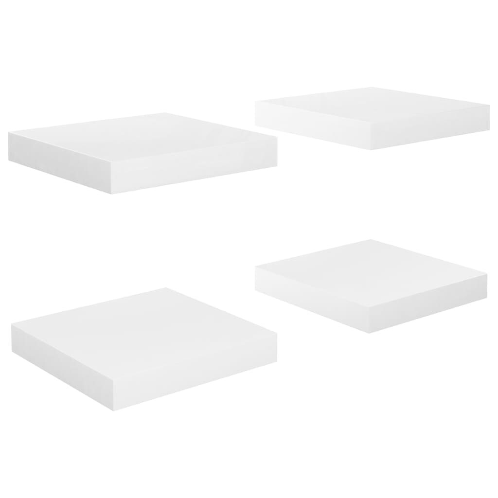 vidaXL Schweberegale 4 Stk. Hochglanz-Weiß 23x23,5x3,8 cm MDF Image