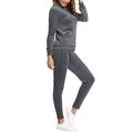 Irevial Womens Pyjama Set Loungewear Long Sleeve Fleece Velvet Tracksuits Nightwear Jogging Sportwear 2 Piece Deep Grey