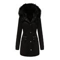 Womens Coat Warm Winter Long Jacket Hooded Overcoat Peacoat Long Puffer Coats Down Parka with Fake fur Hood
