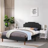 Taomika 3-Pieces Faux Leather Upholstered Platform Bed and Nightstands Sets
