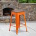 Flash Furniture Margherite 30" High Backless Metal Outdoor Barstool w/ Square Wood Seat Wood in Red | 24" | Wayfair CH-31320-24-RED-WD-GG