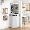 Sand & Stable™ Adam 72" Height Corner Bar w/ Wine Storage Wood in White | 72.4 H x 23.62 D in | Wayfair 9242EFABC70B4C38801BAE3D78EDA22A