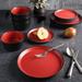 Gibson Soho Lounge Sofia 12-Piece Coupe Dinnerware Set Ceramic/Earthenware/Stoneware in Red/Black | Wayfair 131520.12R