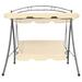 Ophelia & Co. Patio Swing Chair Outdoor Bench w/ Canopy & Cushion Swing Seat Metal in White/Brown | 80.7 H x 78 W x 47.2 D in | Wayfair