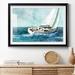 Breakwater Bay Coastal Sail - Picture Frame Painting Paper, Solid Wood in Black/Blue/Green | 30.5 H x 42.5 W x 1.5 D in | Wayfair