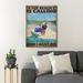 Trinx Man Surfing - The Beach Is Calling Gallery Wrapped Canvas - Surfing Illustration Decor Living Room Decor Canvas in Blue | Wayfair