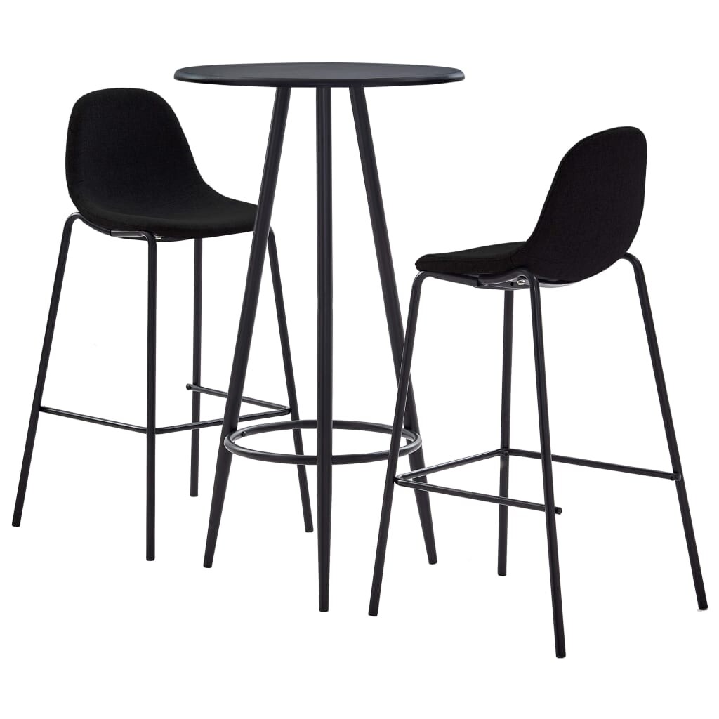 vidaXL 3-tlg. Bar-Set Stoff Schwarz Image