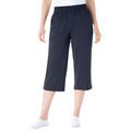 Plus Size Women's Elastic-Waist Knit Capri Pant by Woman Within in Navy (Size 5X)