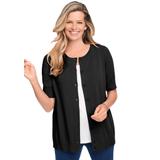 Plus Size Women's Perfect Elbow-Length Sleeve Cardigan by Woman Within in Black (Size 5X) Sweater