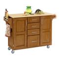 Large Cottage Oak Finish Create a Cart with Wood Top by Homestyles in Oak Wood
