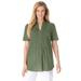 Plus Size Women's Pintucked Half-Button Tunic by Woman Within in Olive Green (Size L)