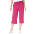 Plus Size Women's Elastic-Waist Knit Capri Pant by Woman Within in Raspberry Sorbet (Size 5X)