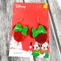 Disney Jewelry | Disney Minnie Dangle Earrings | Color: Green/Red | Size: Os