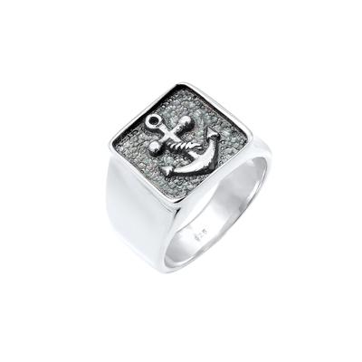 KUZZOI Herren Siegelring Anker Basic Oxidiert 925 Silber 66 Image