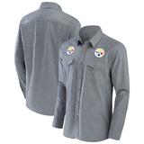 Men's NFL x Darius Rucker Collection by Fanatics Gray Pittsburgh Steelers Chambray Button-Up Long Sleeve Shirt