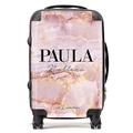 LIVE x MAINTAIN Personalised Natural Pink Marble Name Suitcase TSA Lock with 4 Spinner Wheels (Large (78cm)
