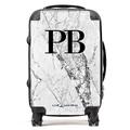 Personalised Suitcase easyJet 45x36x20 Cabin Carry On Hand Luggage Approved for Over 100 Airlines British Airways, Ryanair | Add Your Initials Name Cracked White Marble Mini Cabin (44x31x20cm)