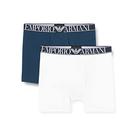 Emporio Armani Men's Endurance Boxer Shorts, White/Abyss, L (Pack of 2)