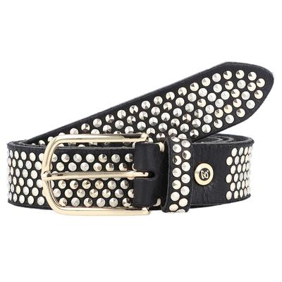 b.belt - Nietengürtel Leder Gürtel 1 ct Schwarz Damen