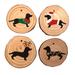 The Holiday Aisle® 4 Piece Dachshund Ornament Set Wood in Brown | 3.5 H x 3.5 W x 0.5 D in | Wayfair 793C3C1E854B4C068E88328820C46B31