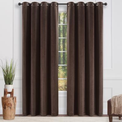 Chanasya Velvet Grommet Window Curtain Panel Pair (Set of 2)