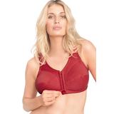 Plus Size Women's Cotton Front-Close Wireless Bra by Comfort Choice in Classic Red (Size 42 DD)