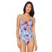 Jessica Simpson Swim | Jessica Simpson Women's One Piece Swimsuit Bathing Suit, Lilac Palm Print,Medium | Color: Blue/Pink | Size: M