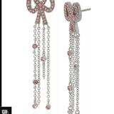 Coach Jewelry | Brand New Coach Pave Bow Fringe Earrings Retail Price: $125 | Color: Pink/Silver | Size: Os
