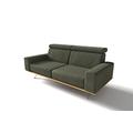 DOMO. Collection Rosario Sofa, 2,5er Garnitur mit Nackenfunktion und Holzkranz, 2,5 Sitzer Couch, 204x98x81 cm, Polstergarnitur in dunkelgrün