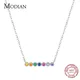 Modian – collier en argent Sterling 2021 925 pour femmes joli pendentif rond coloré arc-en-ciel