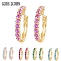 GEM'S BEAUTY – boucles d'oreilles rondes en argent Sterling 14K fait à la main imitation diamant