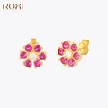 ROXI – Mini boucles d'oreilles en cuivre à fleurs colorées pour femmes bijoux fantaisie Cartilage