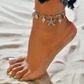 Bracelets de cheville d'été Vintage en forme d'étoile de mer pour femmes coquillages en métal