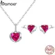 Bamoer-Ensemble de bijoux en argent regardé 925 pour femme ailes panoramiques pendentif coeur