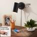 Carla Black Cylinder Plug-In Wall Lamp with USB Port and USB Dimmer